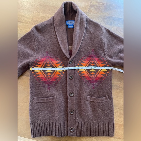 Pendleton Wool Board Shirt Brown Plaid Loop Collar Flap Pockets Men's Small - Picture 2 of 7